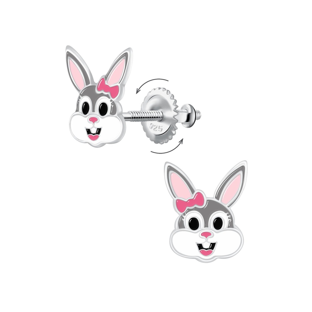 [10020867] Boucles d'oreilles à fermoir à vis lapin en argent