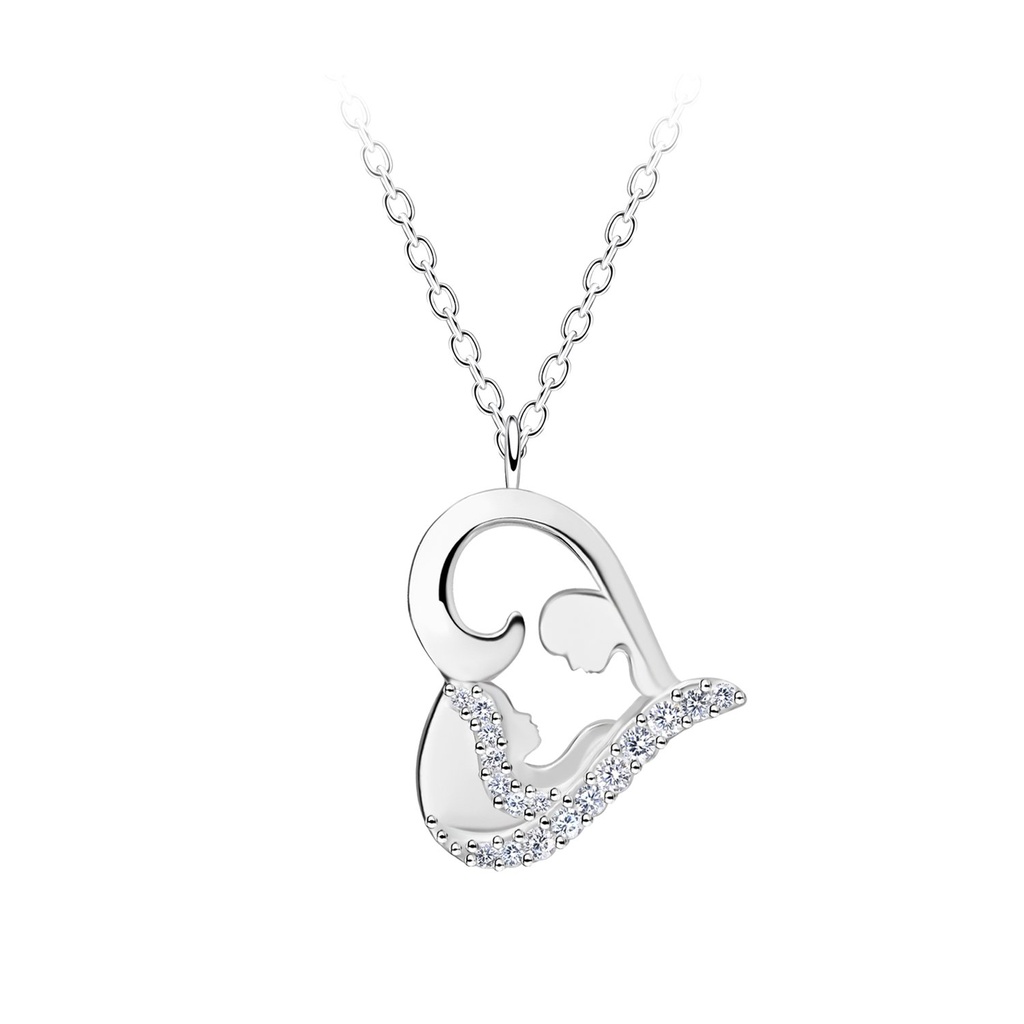 [10032728] Collier maman et bébé cœur en argent