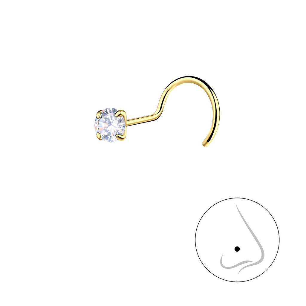 [10038439] Clou de nez spinner en argent zircon rond 3 mm