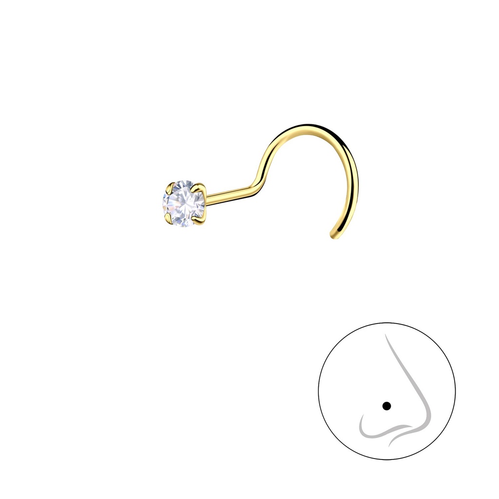 Clou de nez spinner en argent zircon rond 2.5 mm