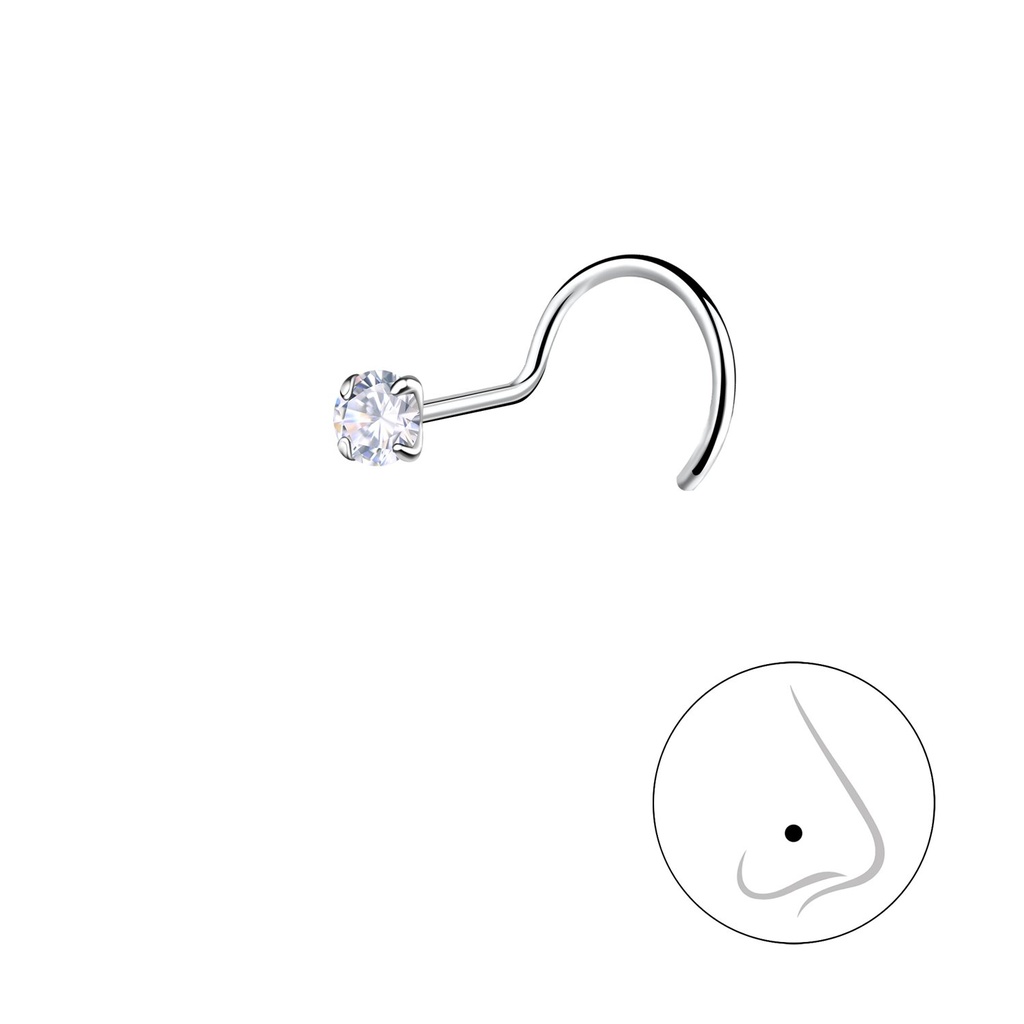 [10038436] Clou de nez spinner en argent zircon rond 2.5 mm
