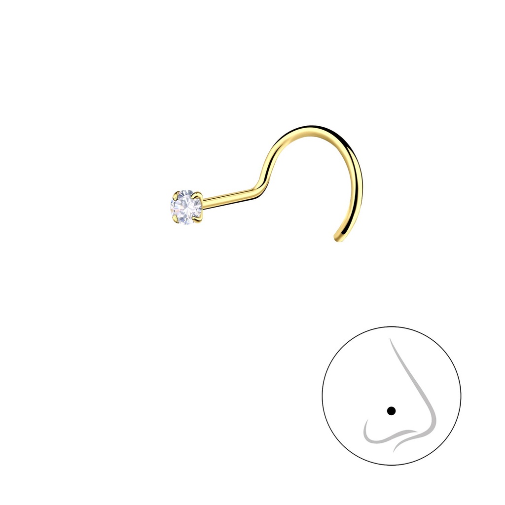 Clou de nez spinner en argent zircon rond 1.8 mm
