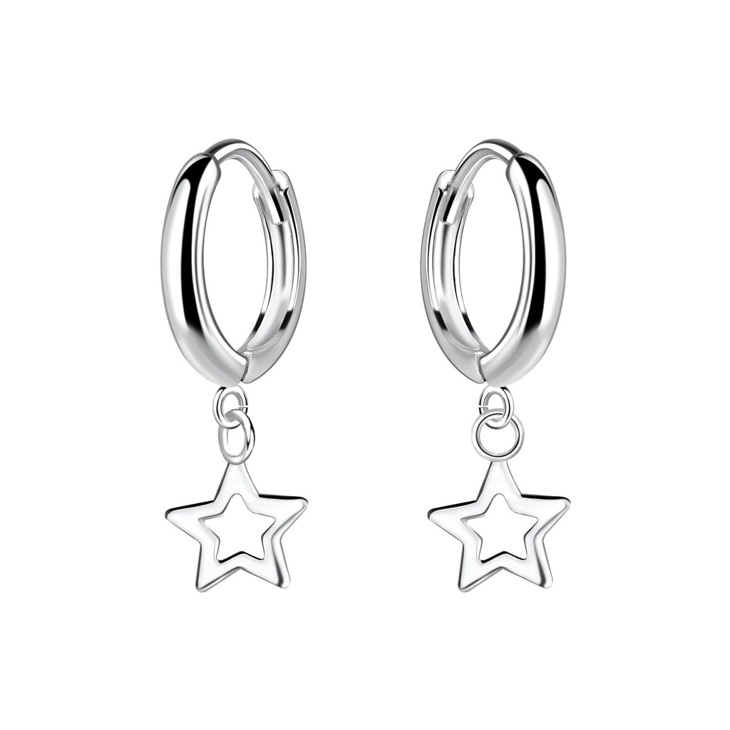 [10038368] Créoles huggie breloque étoile en argent