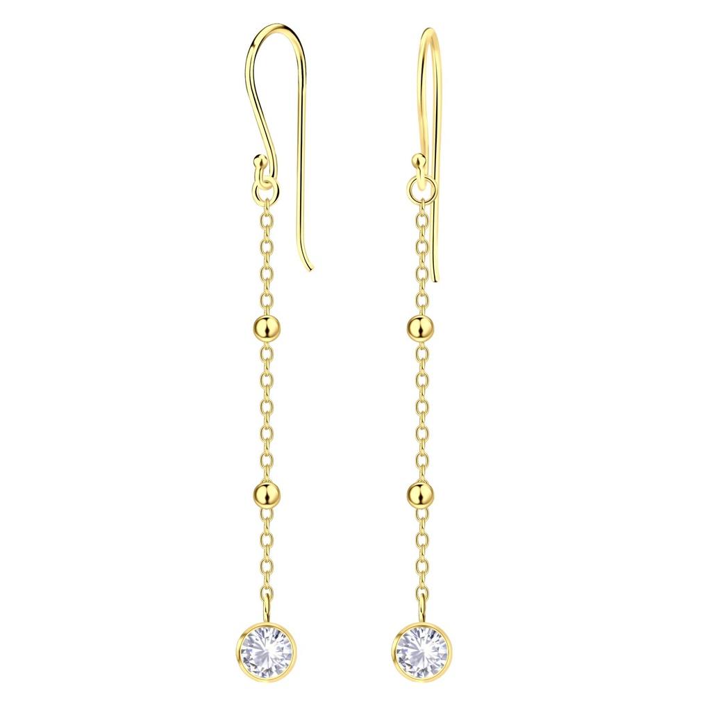 [10038367] Chaîne satellite en argent avec boucles d'oreilles pierre unique