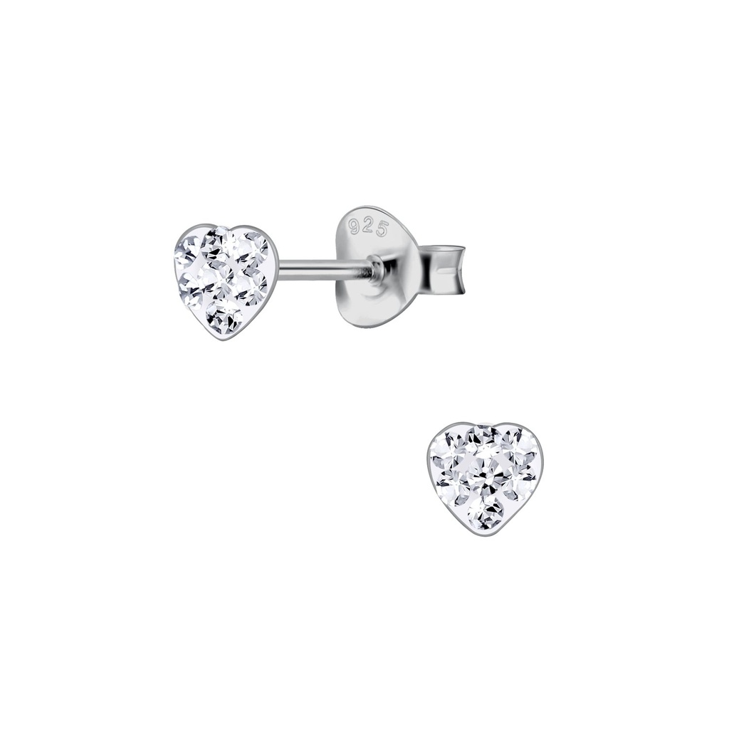 [10036655] Puces d'oreilles en argent cristal cœur (Crystal)