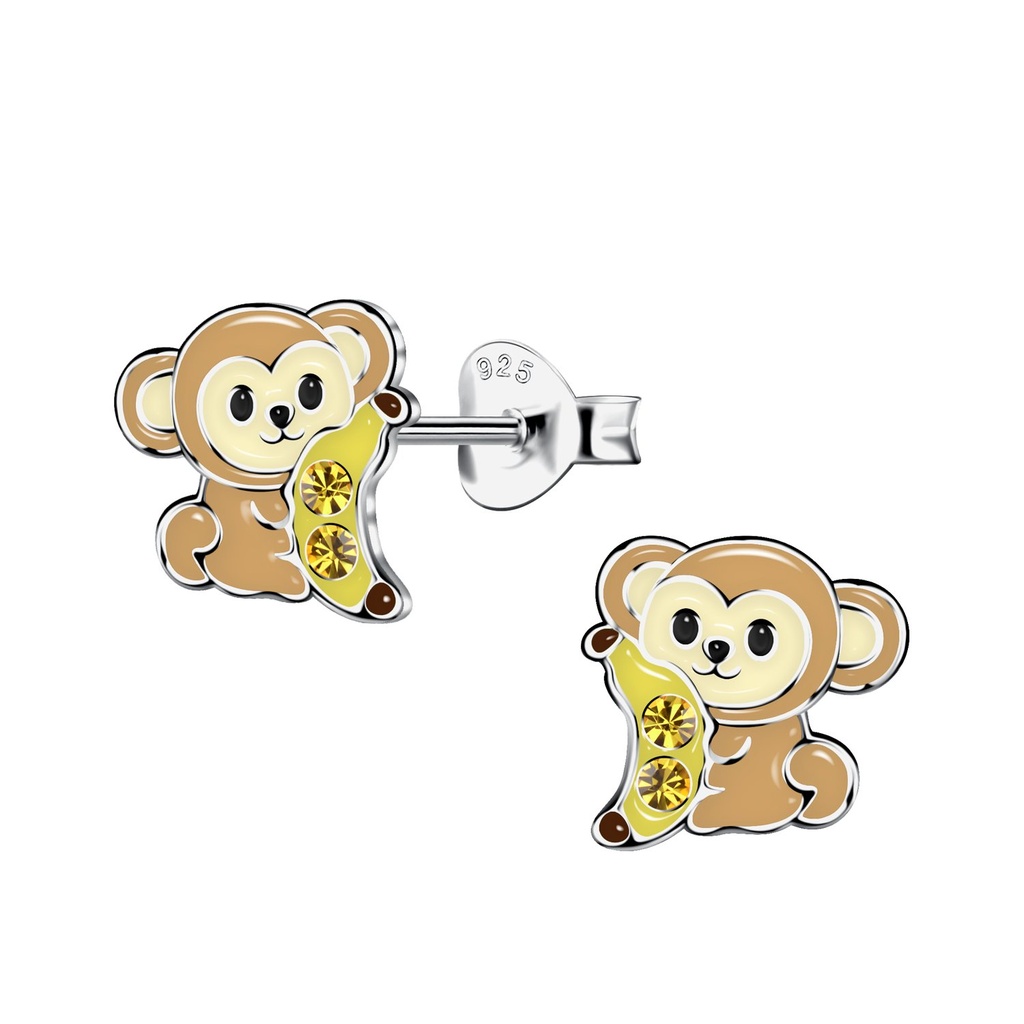 [10036650] Puces d'oreilles singe en argent