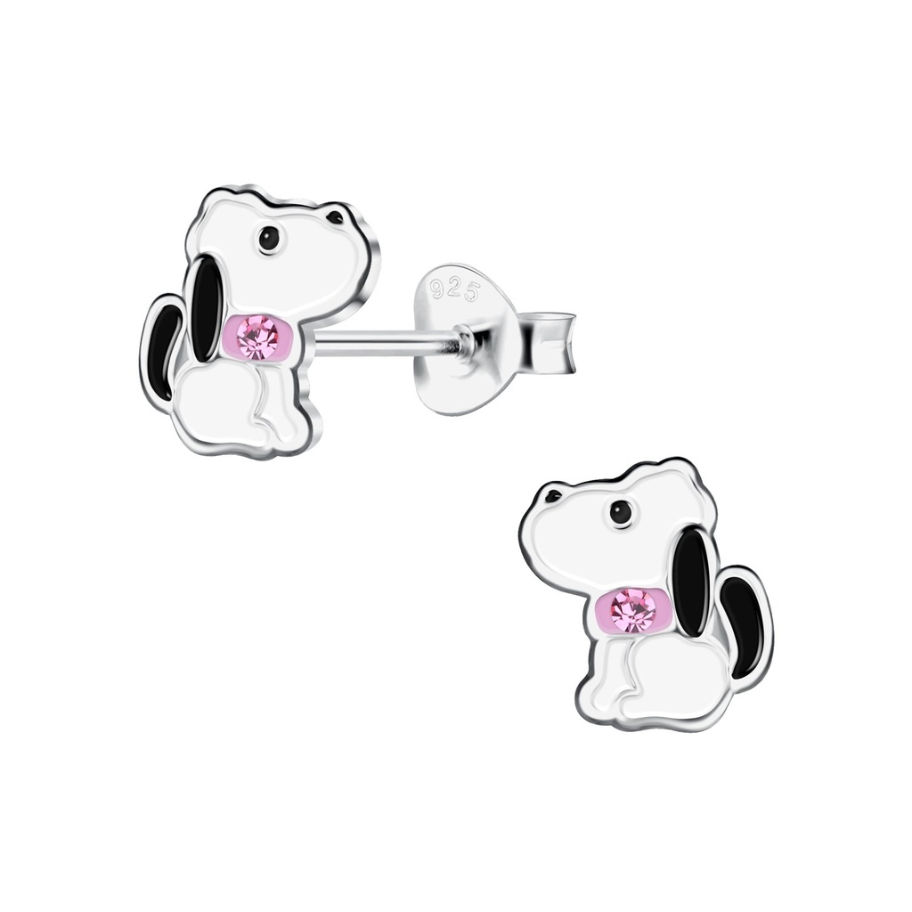 Silver Dog Stud Earrings