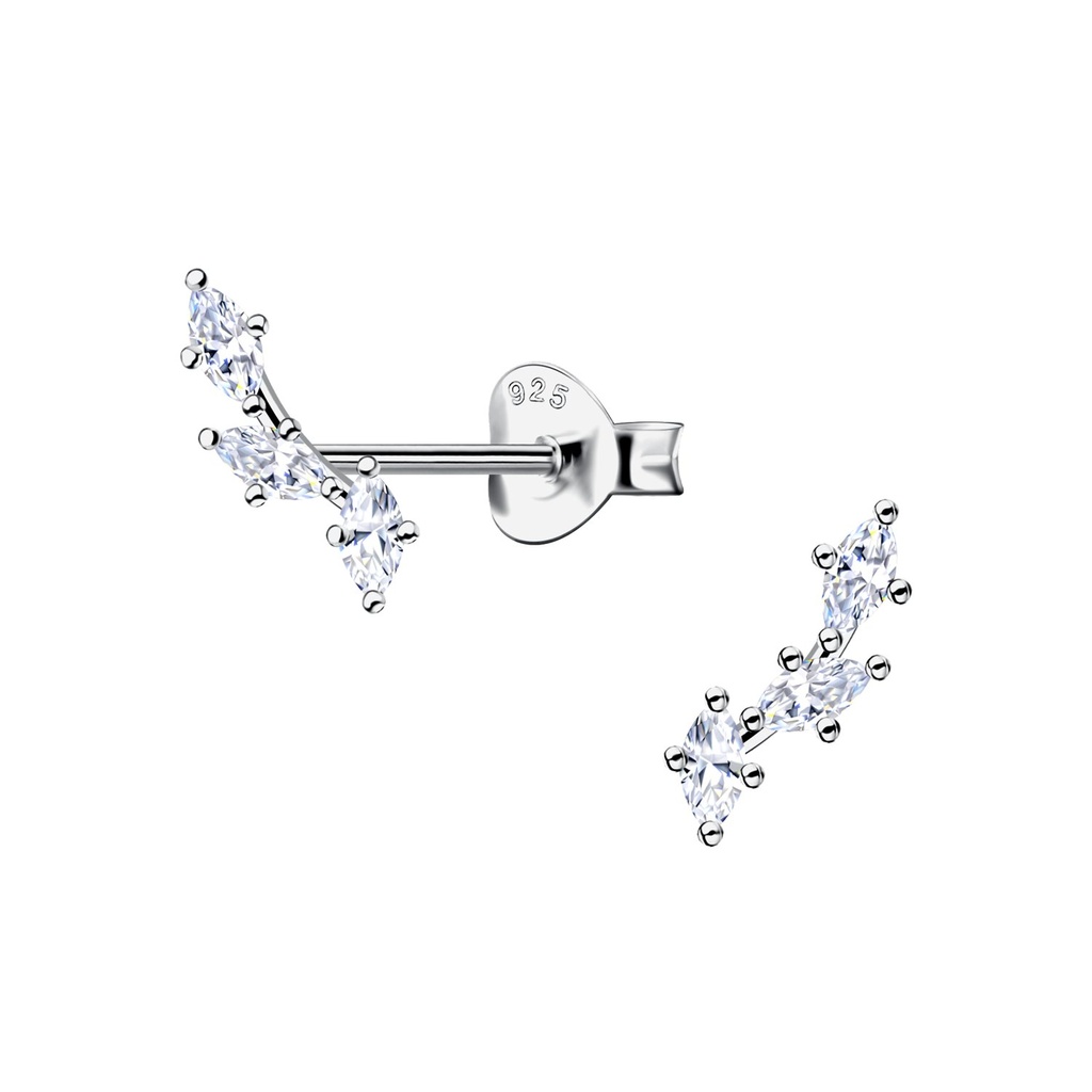 Silver Geometric Stud Earrings