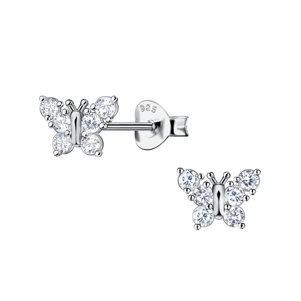 Puces d'oreilles papillon en argent