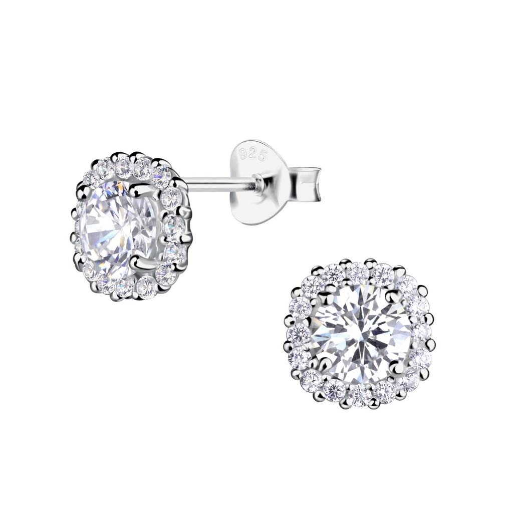 [10037091] Silver Round Stud Earrings 