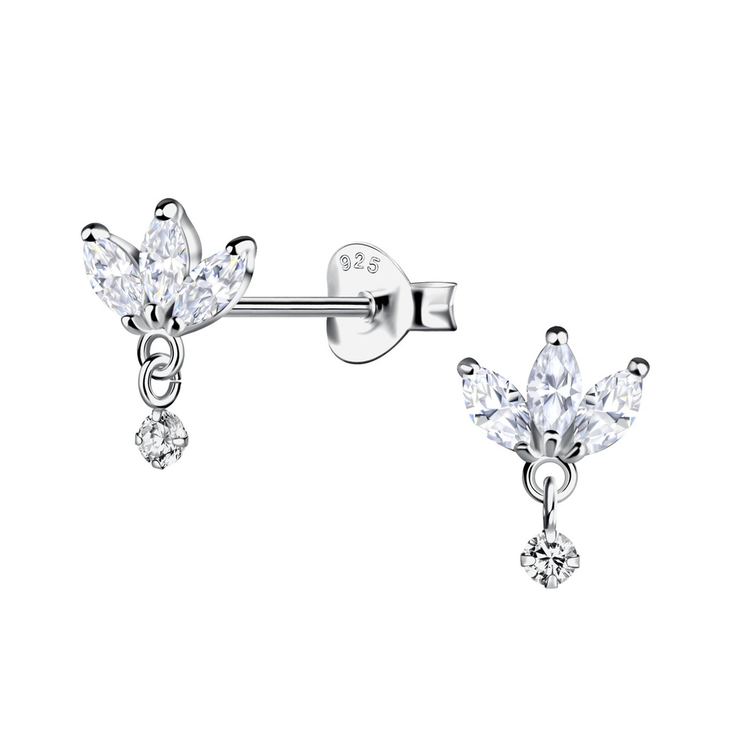 Silver Geometric Stud Earrings 