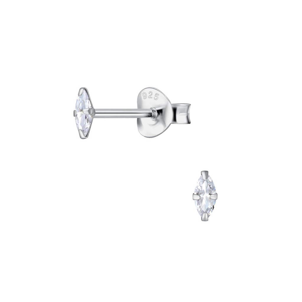 Puces d'oreilles zircon marquise 2x4 mm