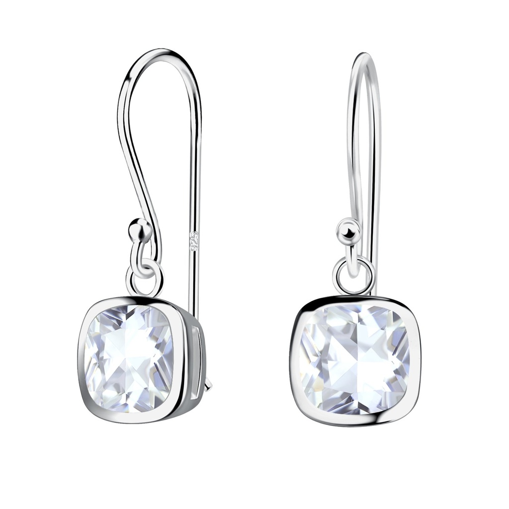 [10036660] Boucles d'oreilles en argent zircon coussin 6 mm