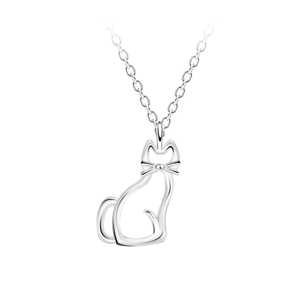 Collier contour chat en argent