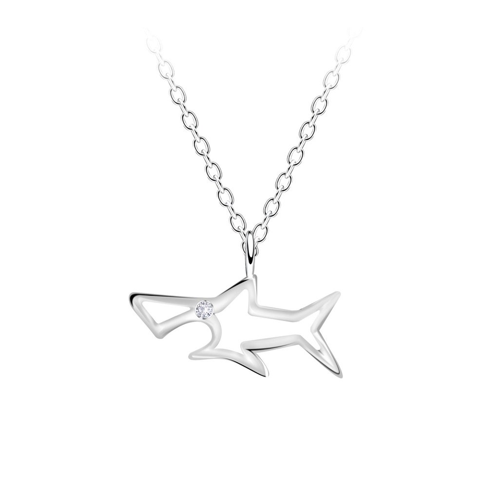 Collier contour requin en argent