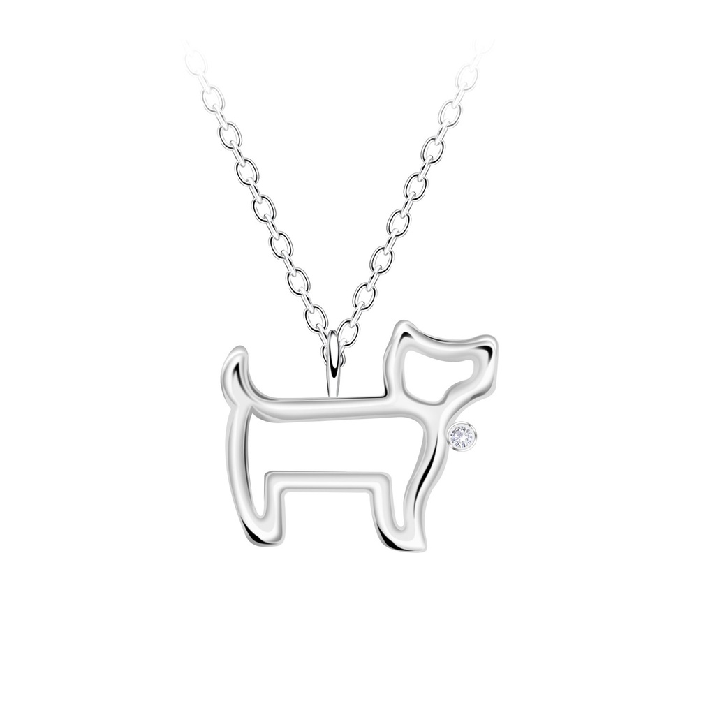 Collier contour chien en argent