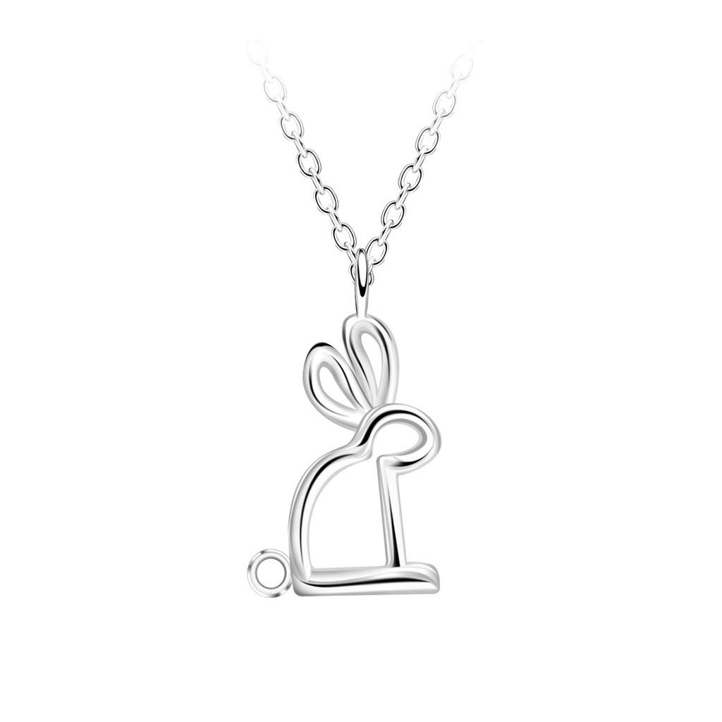 [10036308] Silver Rabbit Outline Necklace