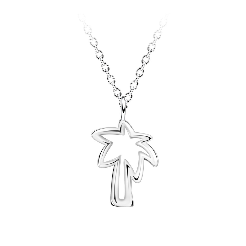 Silver Palm Tree Outline Necklace