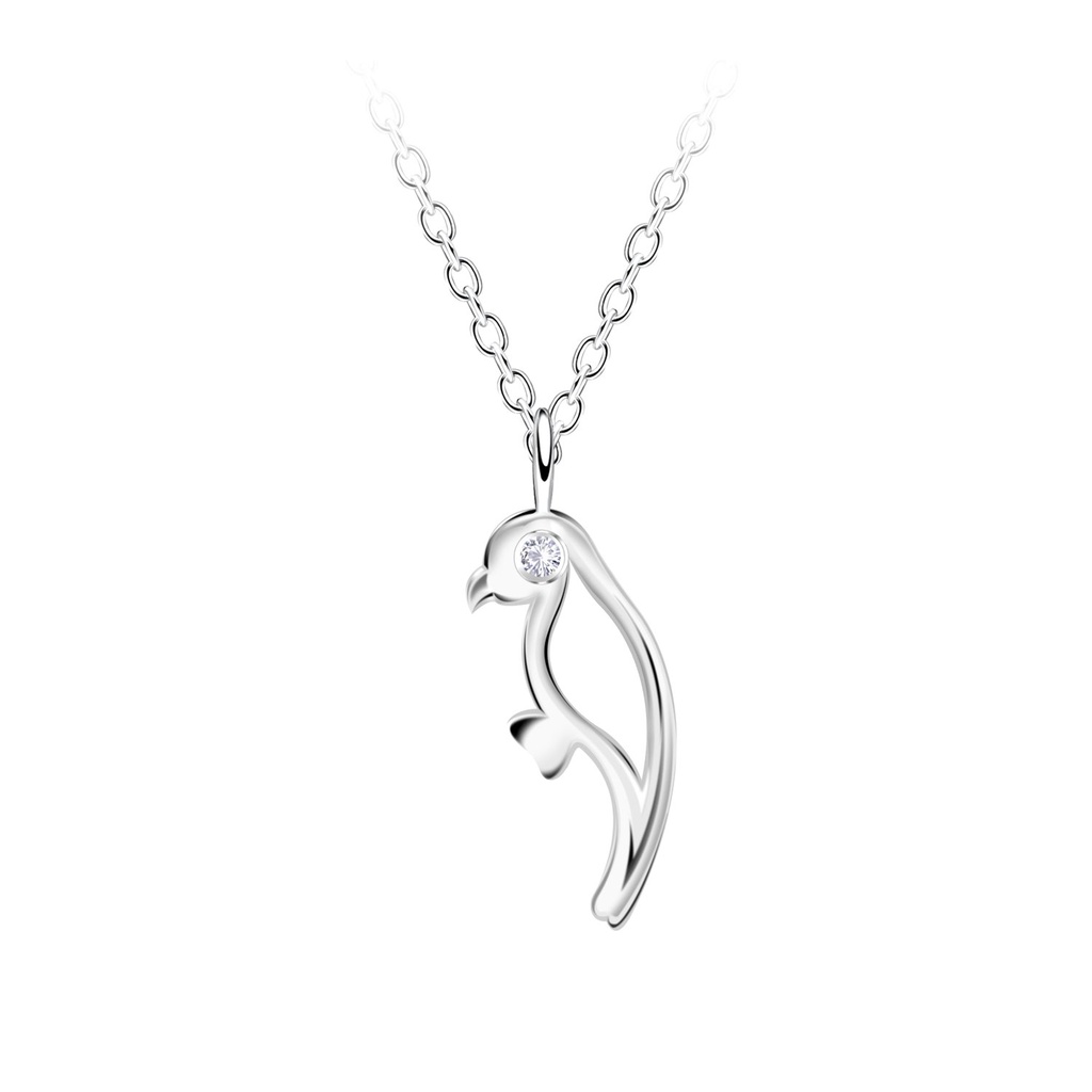 [10036302] Silver Bird Outline Necklace