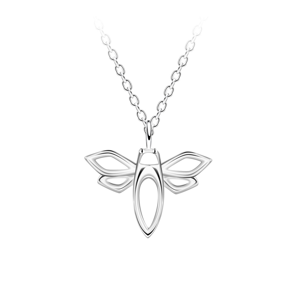 Collier contour libellule en argent