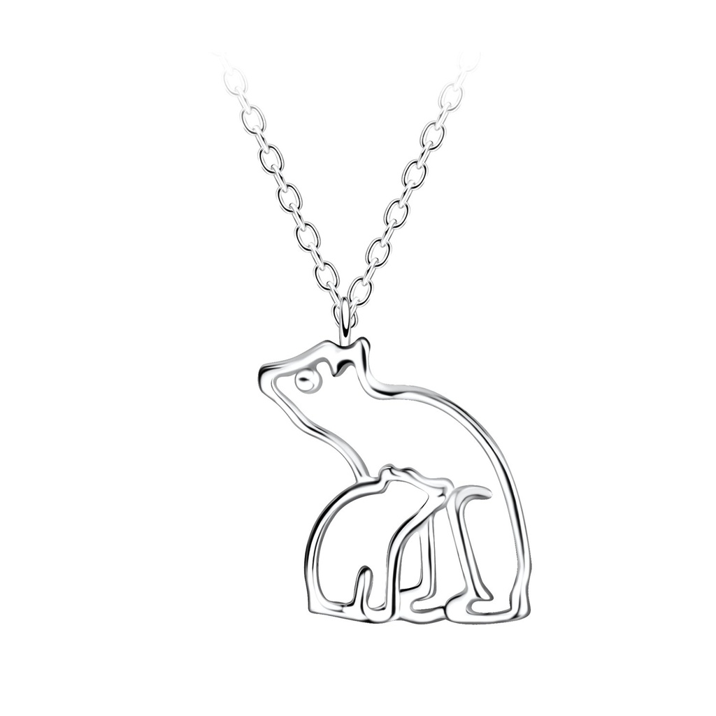 [10032244] Collier maman et bébé ours en argent