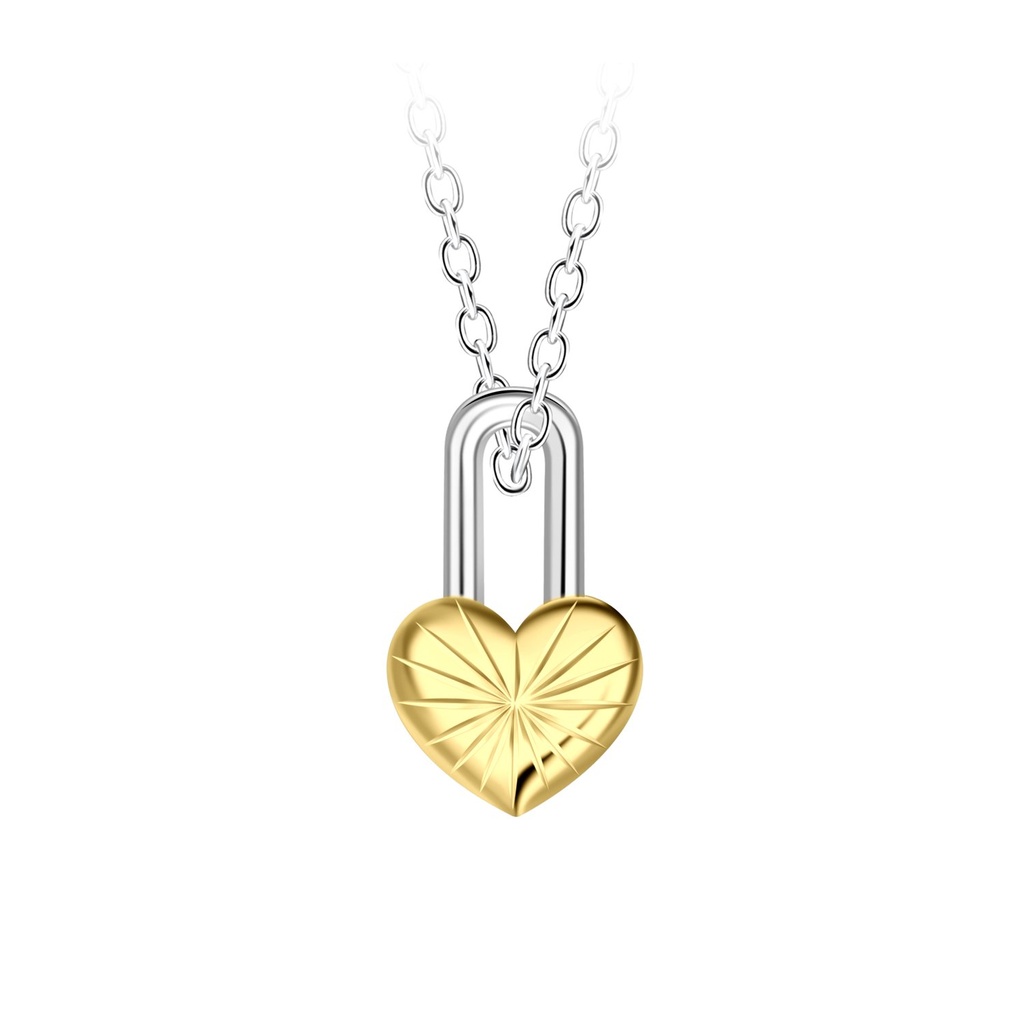 [10037572] Collier cœur cadenas en argent