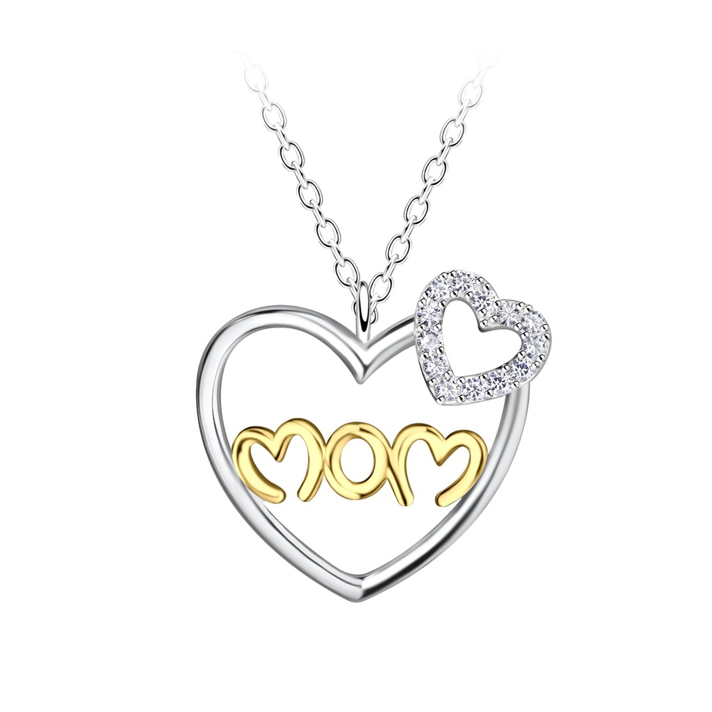 Collier maman cœur double en argent