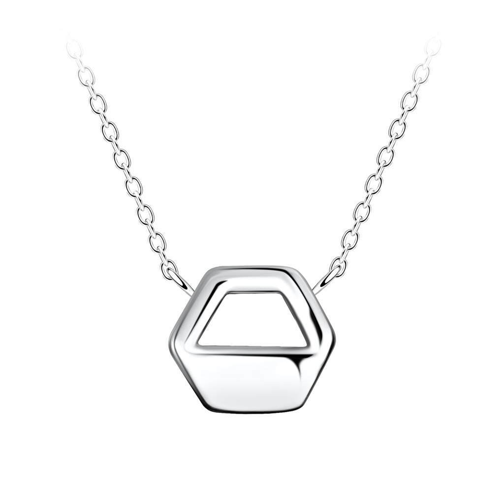 [10037063] Silver Hexagon Necklace