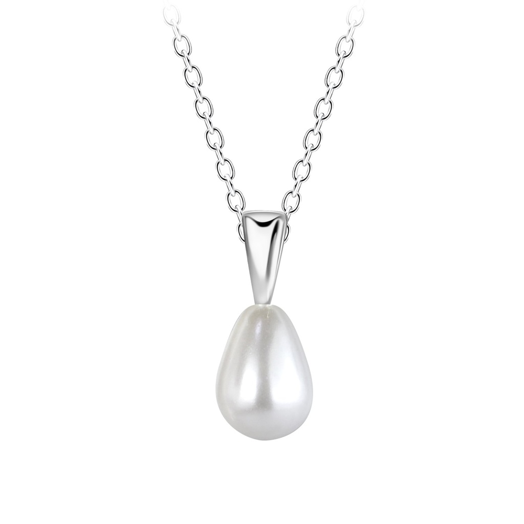 [10037606] Silver Necklace with Teardrop Pearl