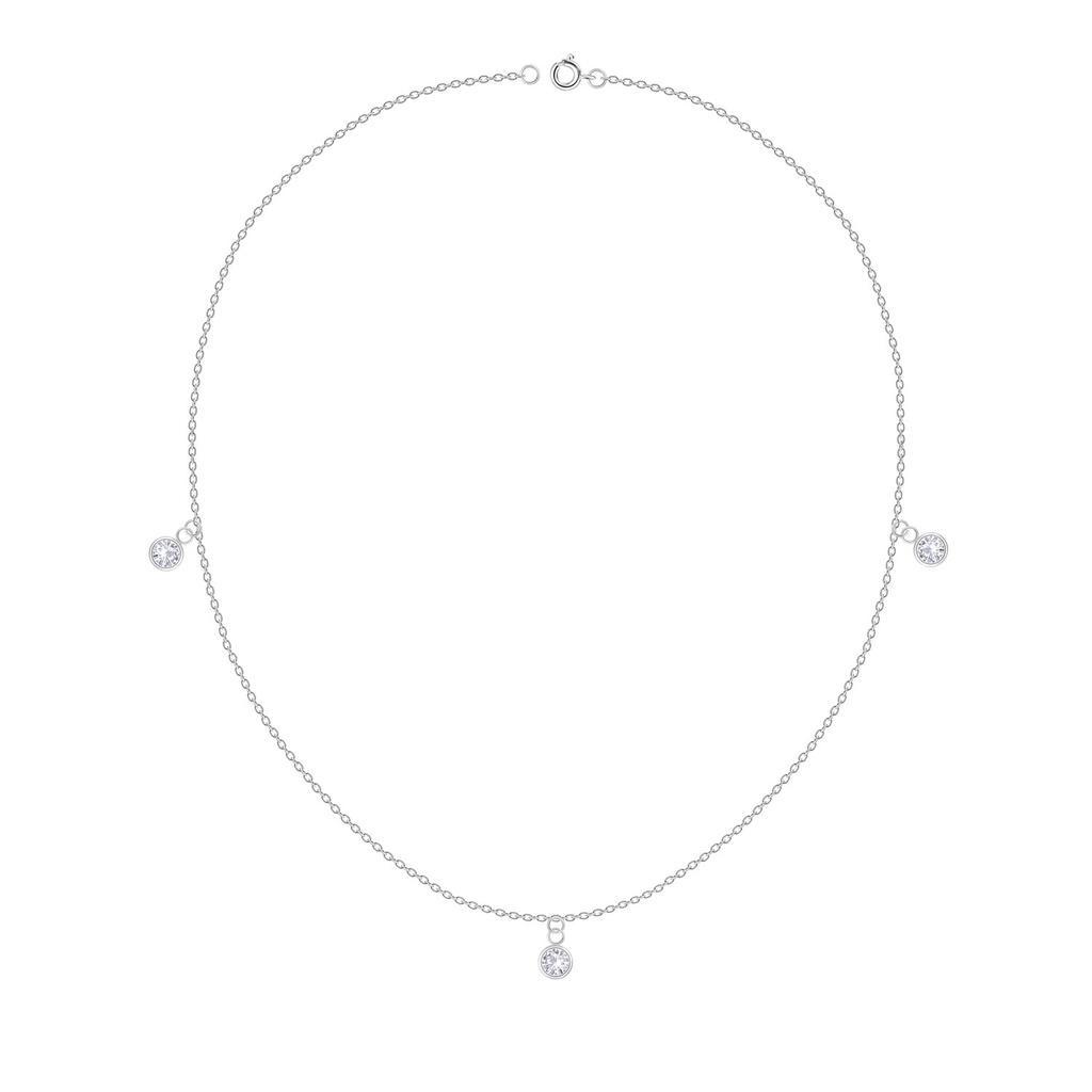 [10037605] Collier en argent avec 3 zircons ronds pendants