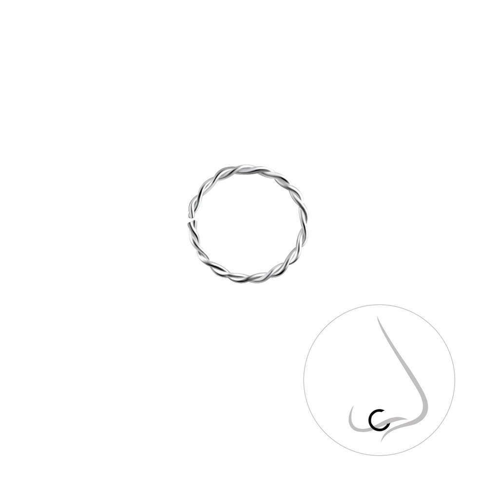 Bague torsadée continue en argent 9.5 mm