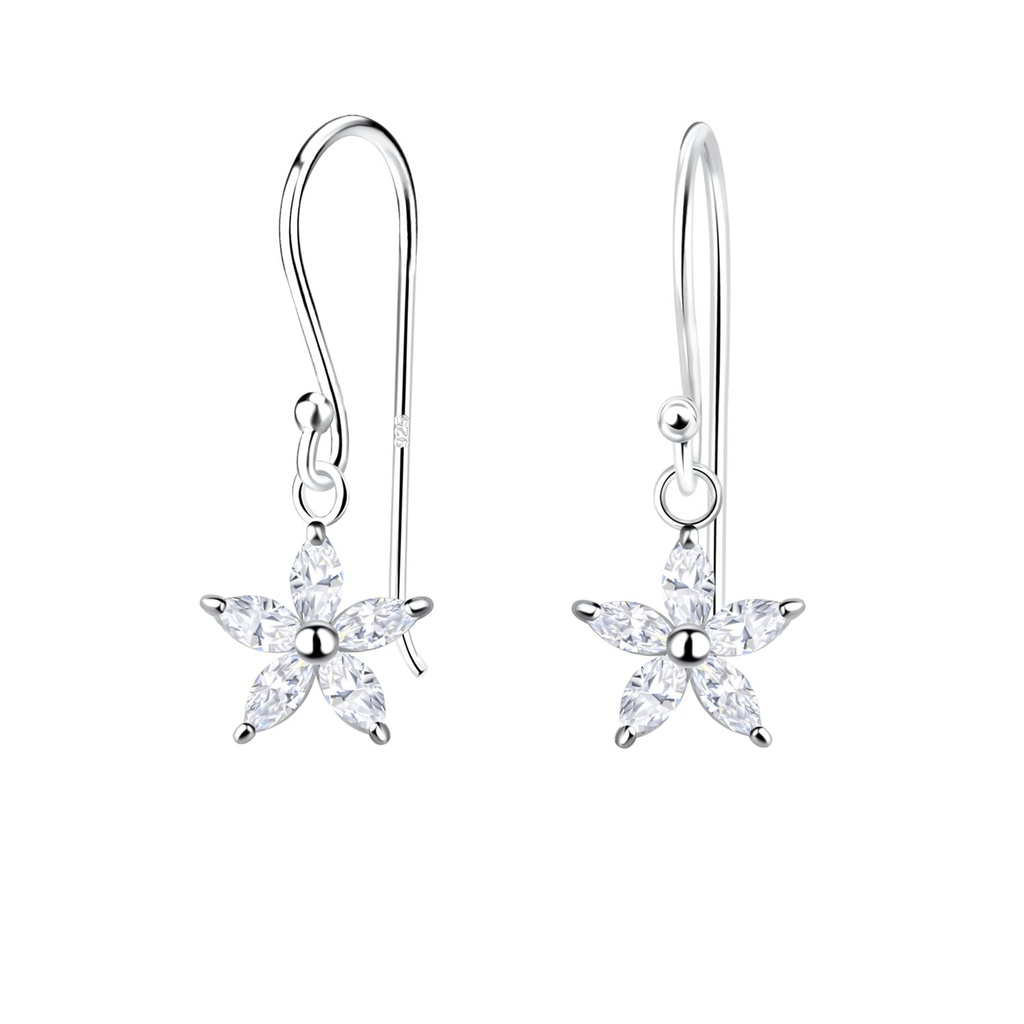 [10036121] Boucles d'oreilles fleur en argent