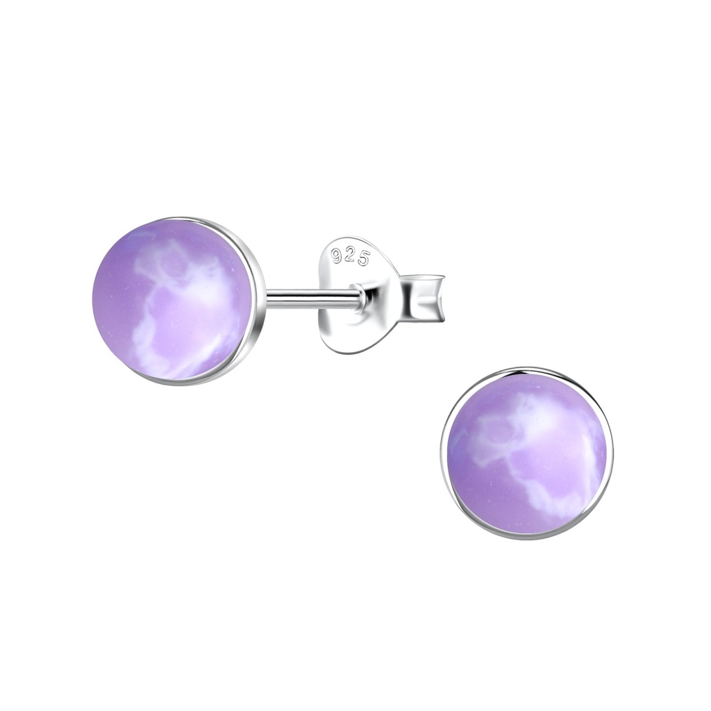 6mm Round Imitation Stone Silver Stud Earrings