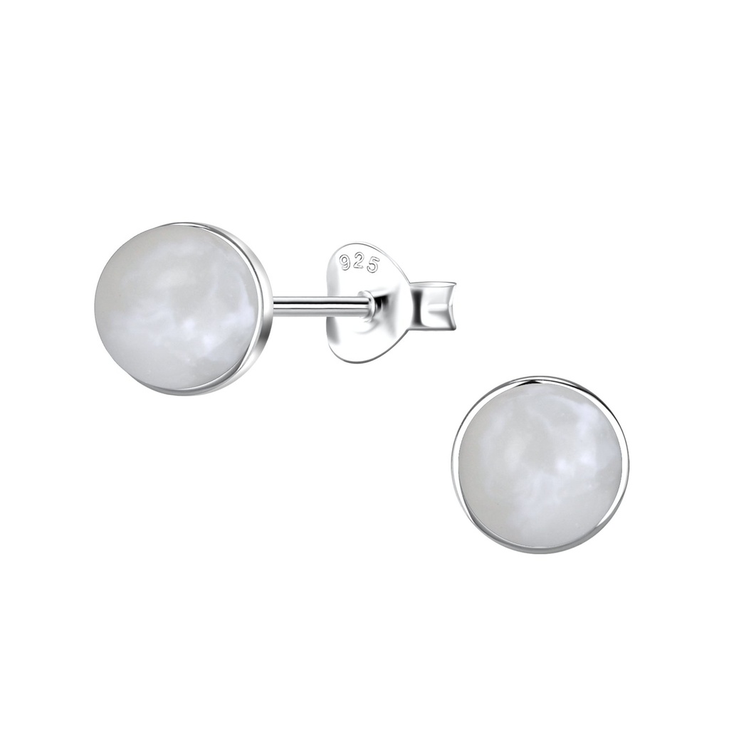 Puces d'oreilles pierre d'imitation ronde en argent 6 mm