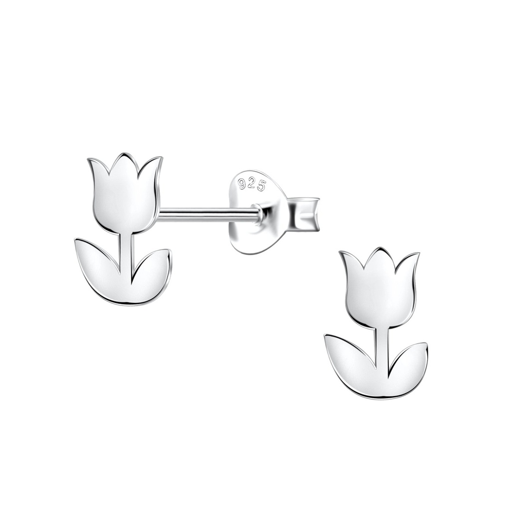 Puces d'oreilles tulipe en argent