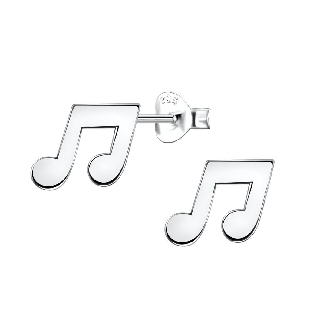 [10037474] Puces d'oreilles note de musique en argent