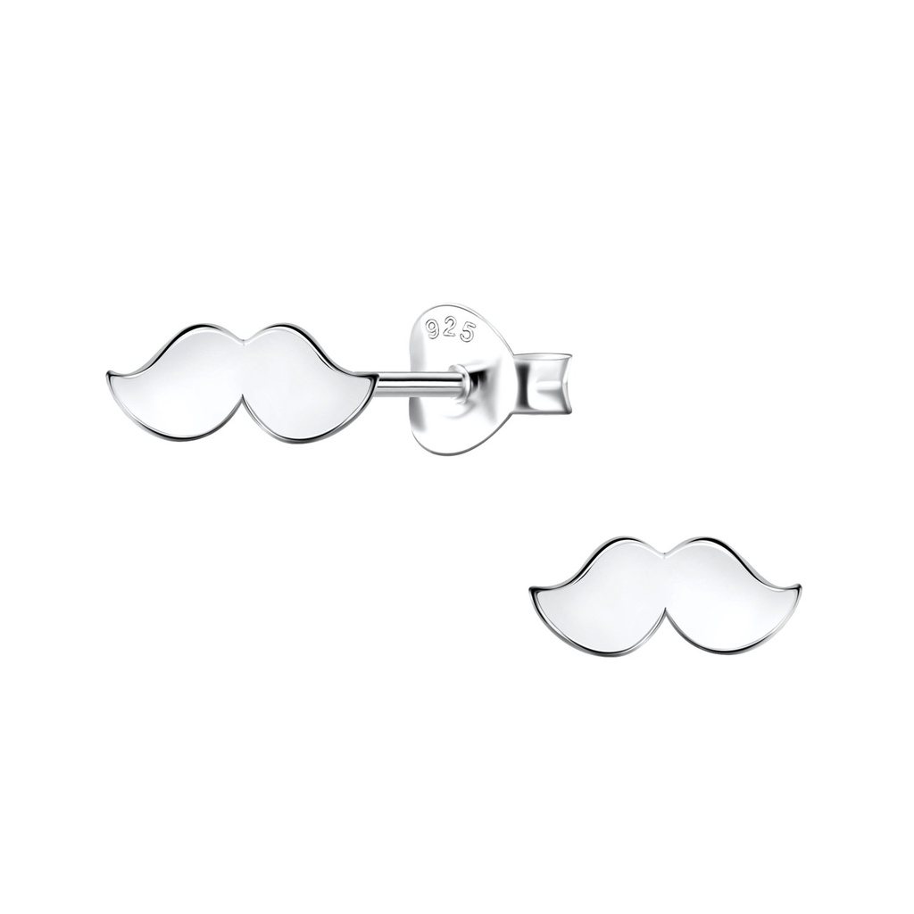 Puces d'oreilles moustache en argent