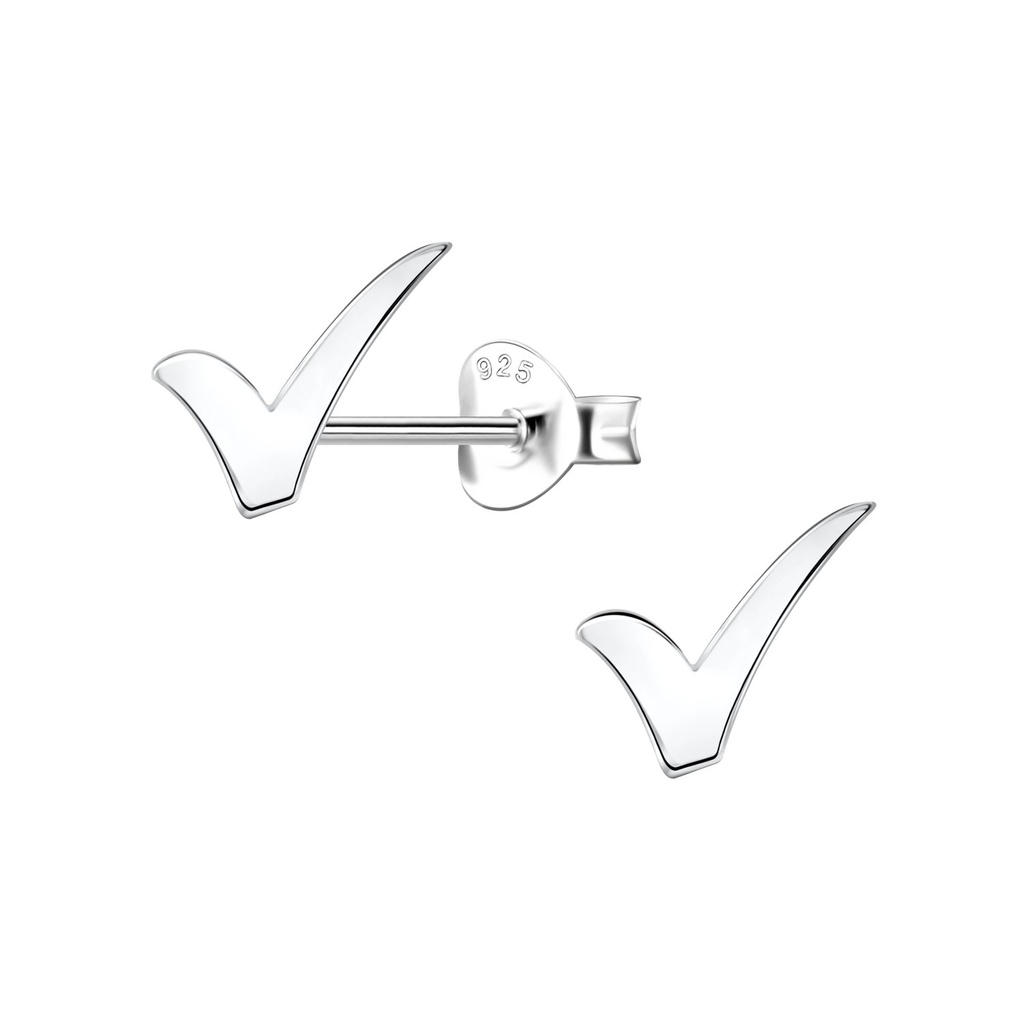 Puces d'oreilles signe coche en argent