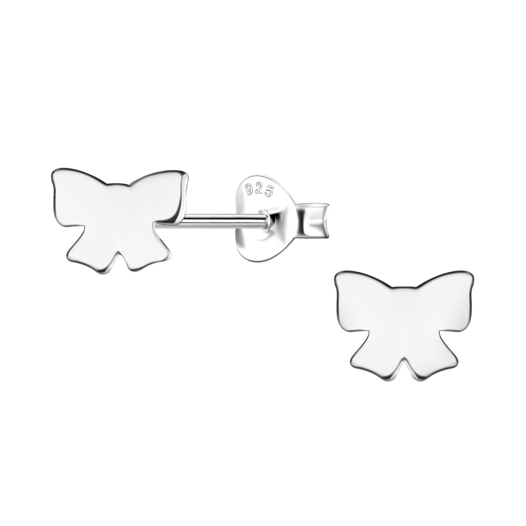 Silver Bow Stud Earrings