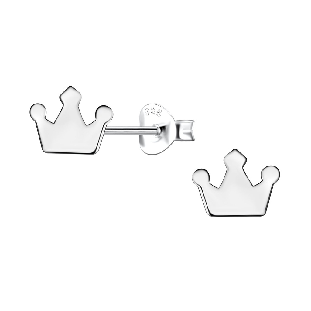 [10037462] Silver Crown Stud Earrings