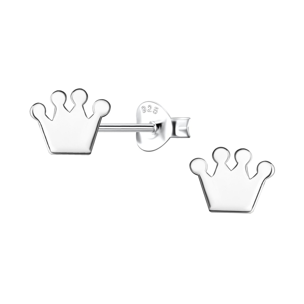 Silver Crown Stud Earrings