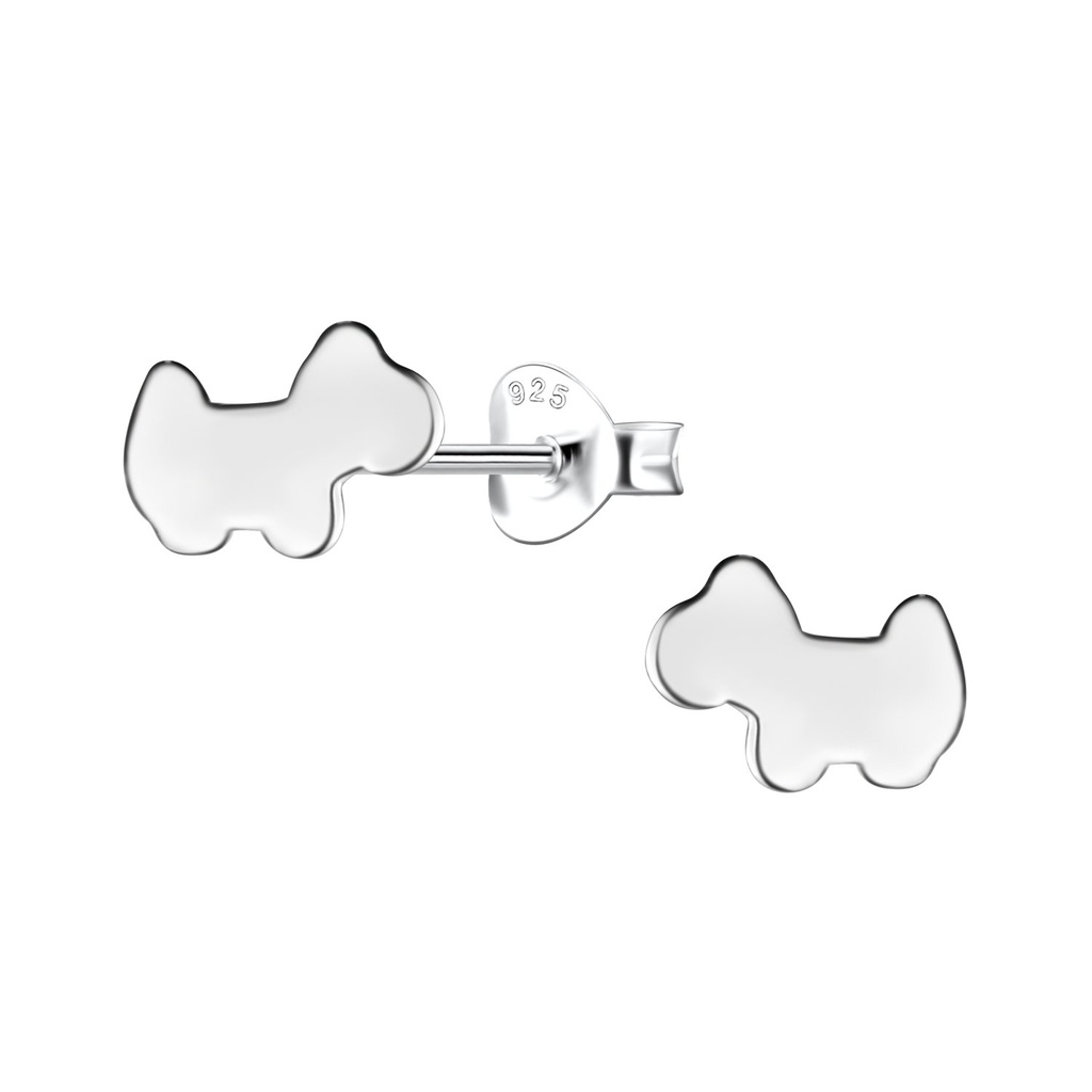 Puces d'oreilles chien en argent