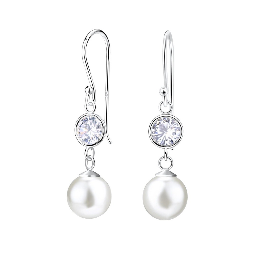 [10034970] 6mm Pearl Silver Earrings