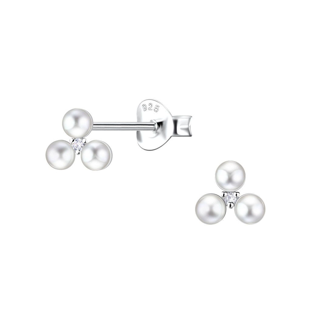 [10035347] Silver Flower Stud Earrings