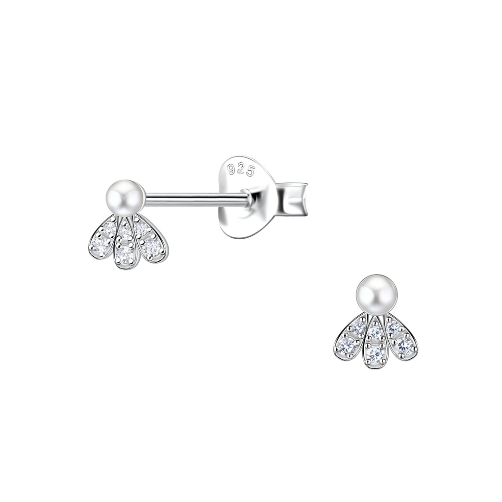 Puces d'oreilles fleur en argent