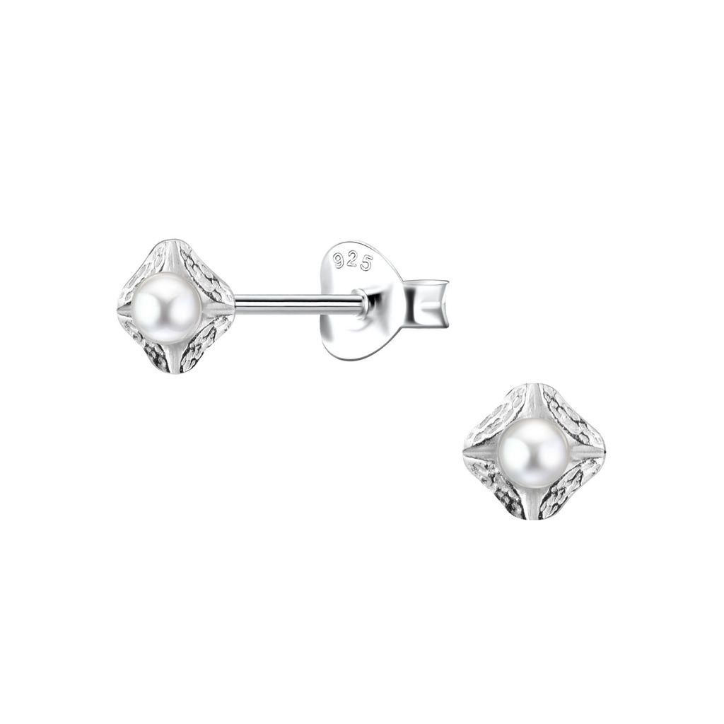 Silver Geometric Stud Earrings