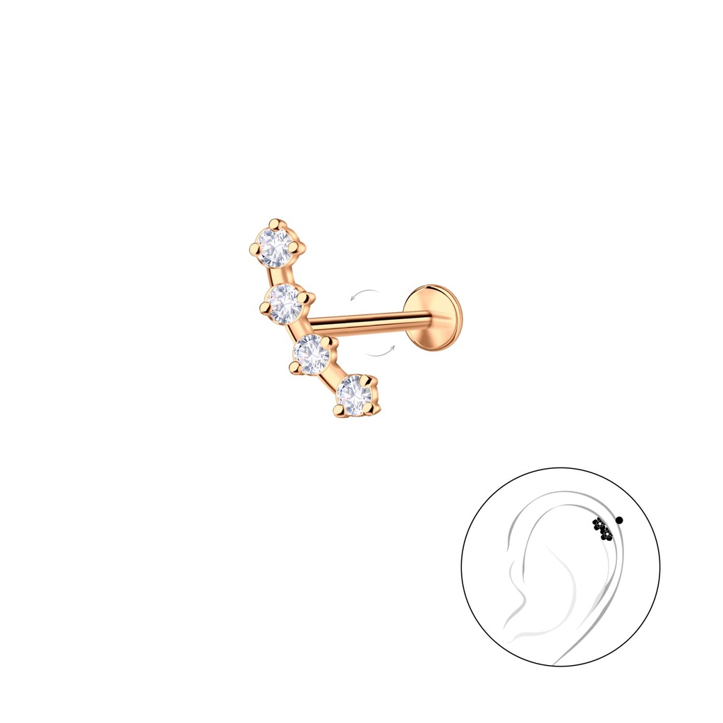 Labret en titane avec motif géométrique en argent