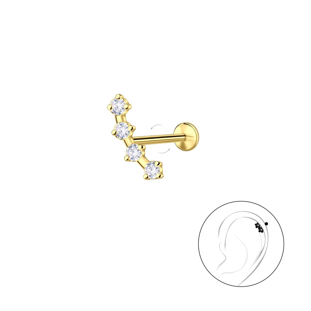 Labret en titane avec motif géométrique en argent
