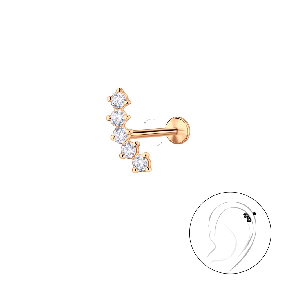 [10036746] Labret en titane avec motif géométrique en argent (1.2X6 mm)