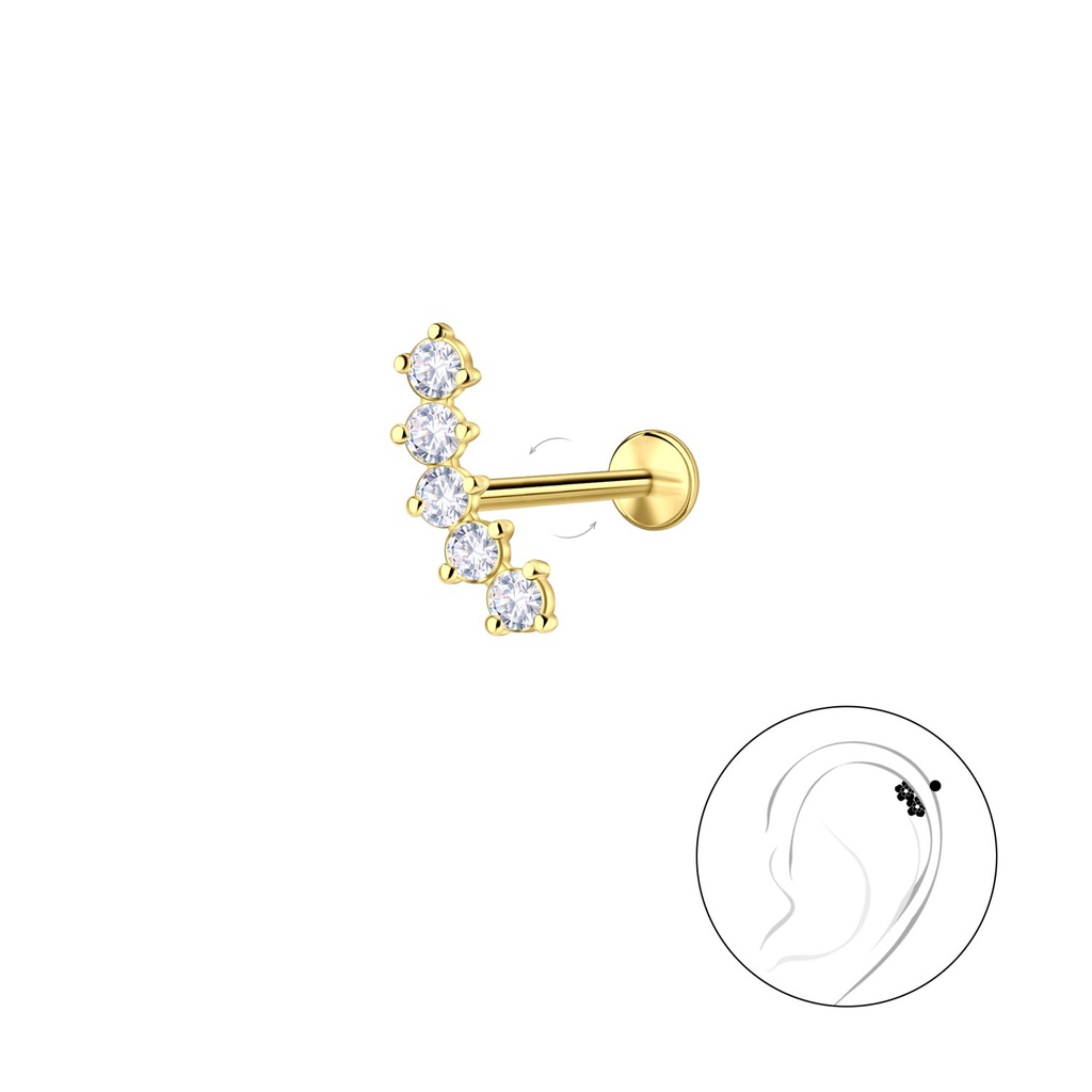 [10036744] Silver Geometric with Titanium Labret (1.2X6 mm)